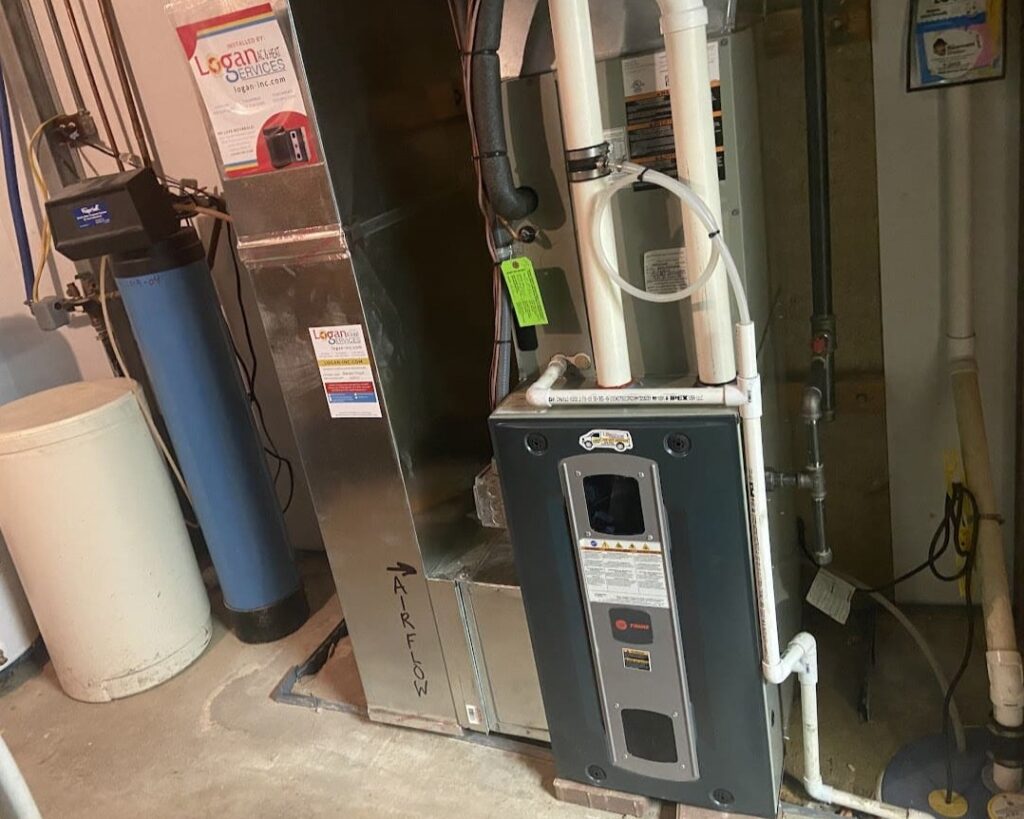 Trane furnace installed and maintained by Logan Services.