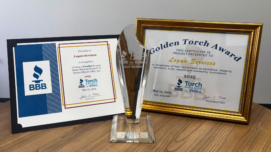 Logan Services Awards for BBB Torch Awards for Ethics and Golden Torch Award