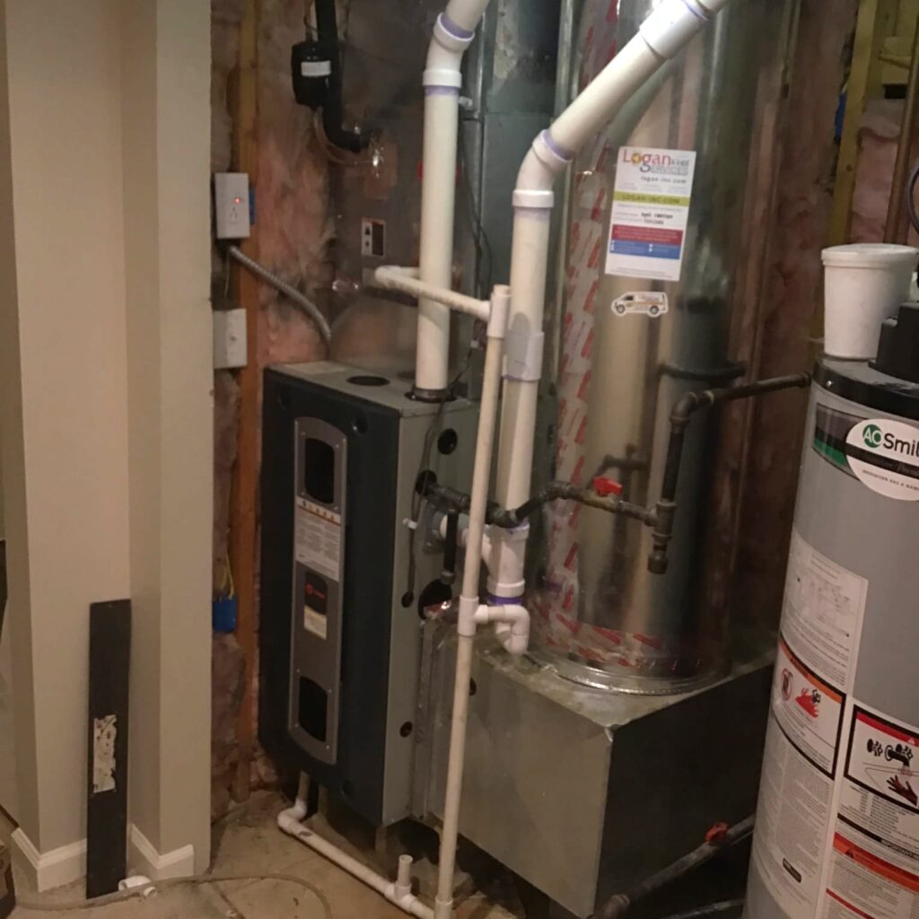 Trane furnace installed by Logan Services for a Miamisburg, OH, customer.