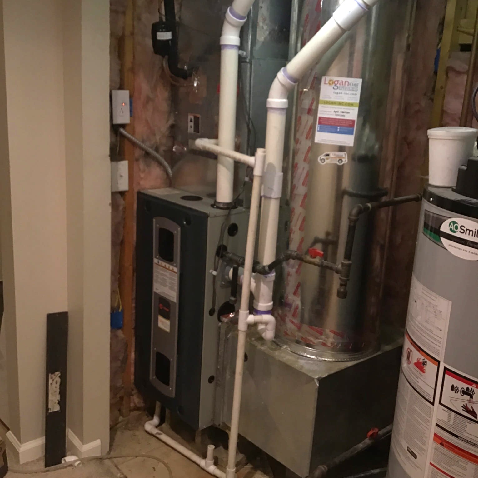 Trane furnace installed by Logan Services for a Miamisburg, OH, customer.