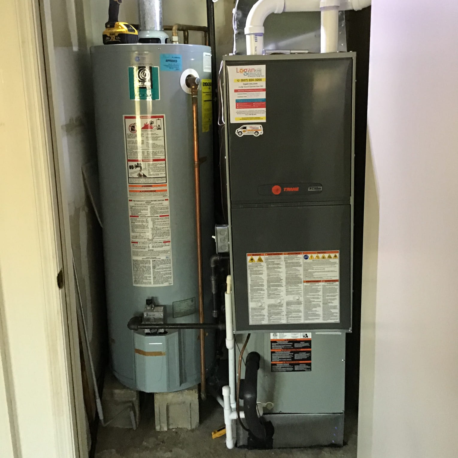 Trane furnace installed by Logan Services in Centerville, OH.