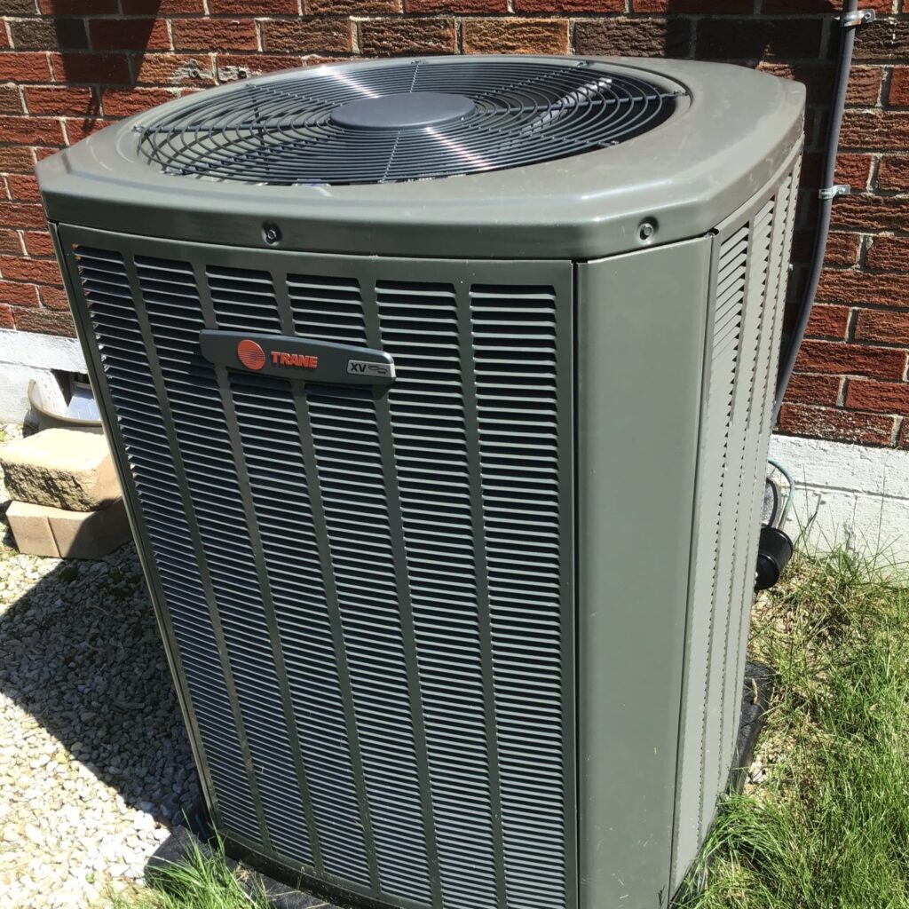 Trane XV20i heat pump installed in Bellbrook, OH, by Logan Services.