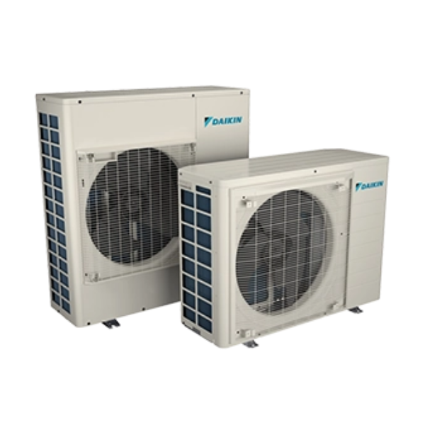 Image of Daikin FIT DC6VS air conditioner, compact side-discharge system designed for tight outdoor spaces.