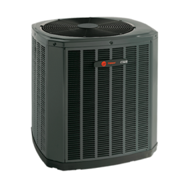 Image of Trane XV18 heat pump, a reliable and efficient outdoor heating and cooling unit.
