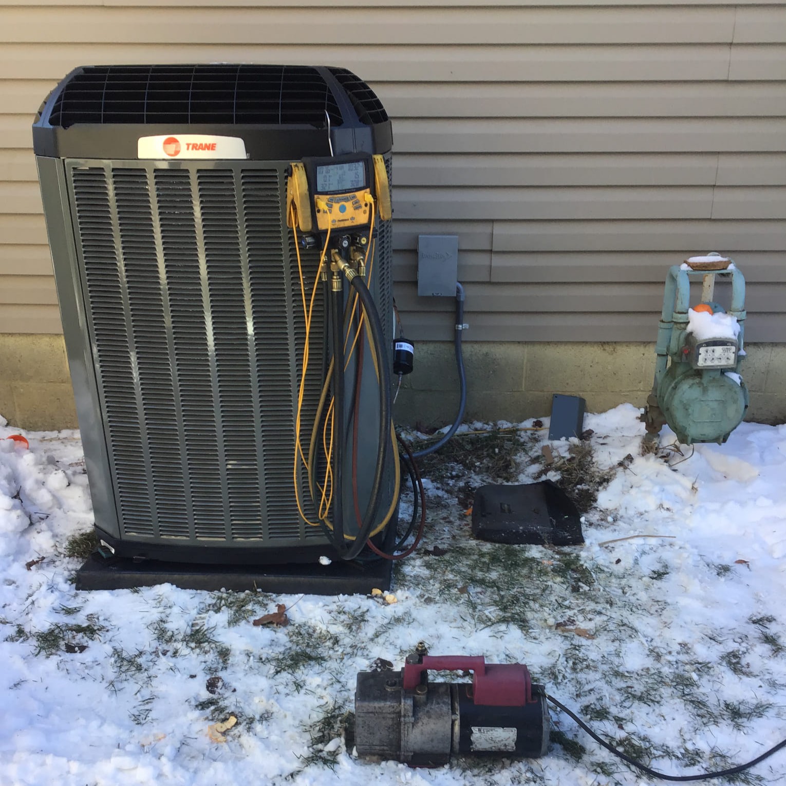Trane AC unit installed by Logan Services in Worthington, OH.