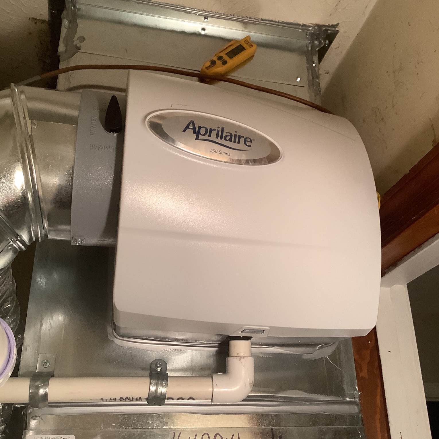 Humidifier installed as part of a whole HVAC system replacement by Logan Services in Xenia, OH.