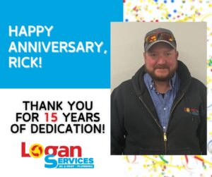 Rick celebrates his 15 year anniversary working with Logan Services.