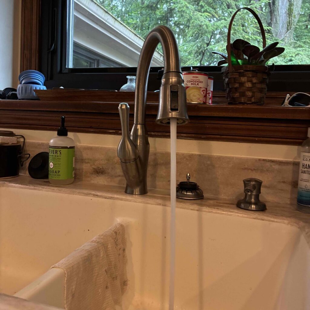 Kitchen sink leak repaired by Logan Services in Dayton, OH.