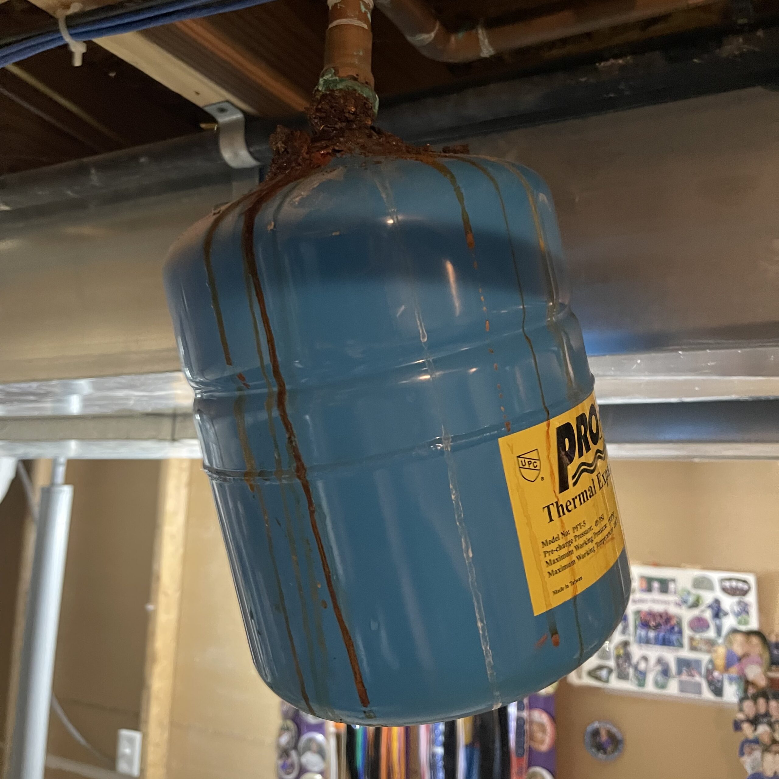 Water heater expansion tank leak in Dayton, OH.