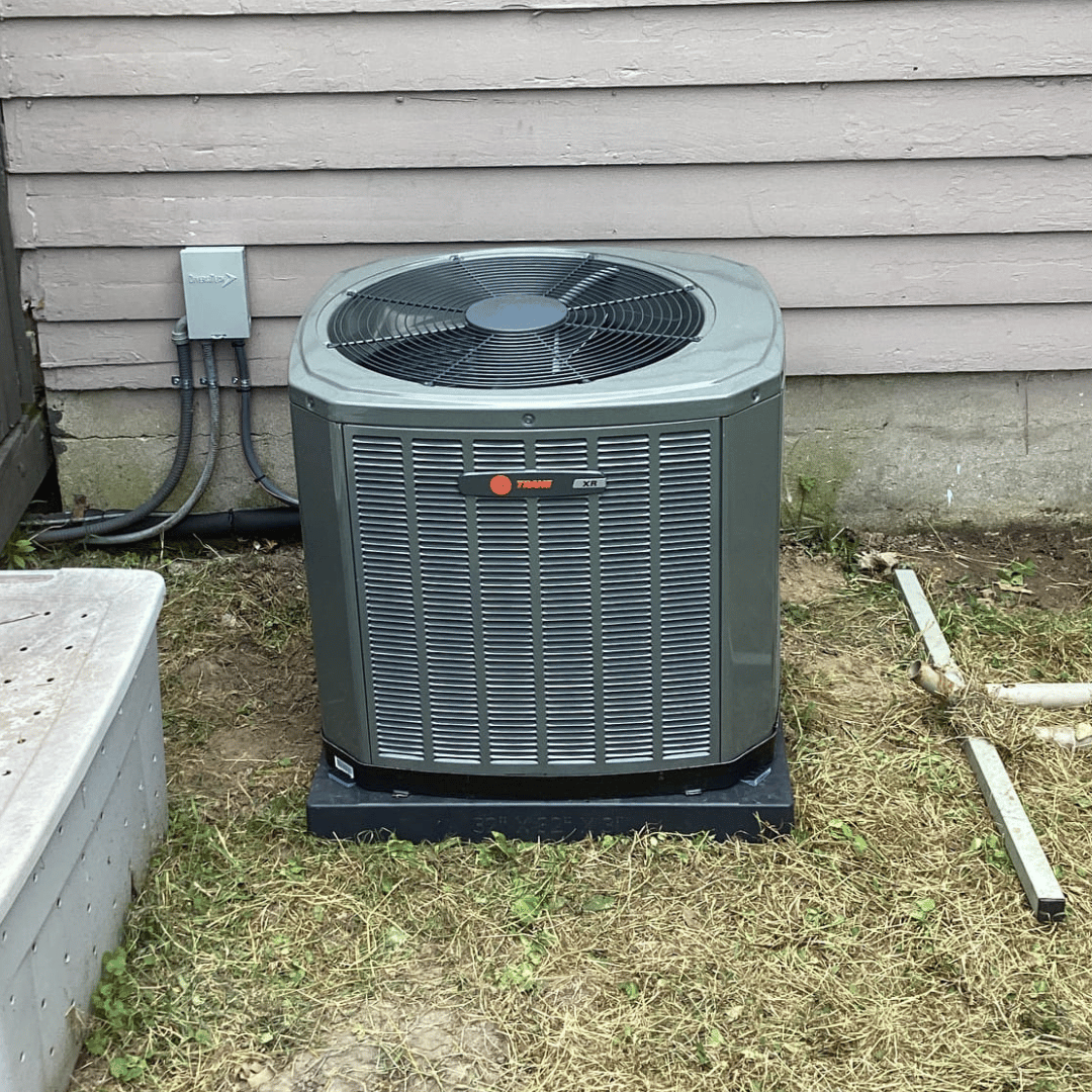 Trane XR central AC unit installed by Logan Services in Milford, OH.