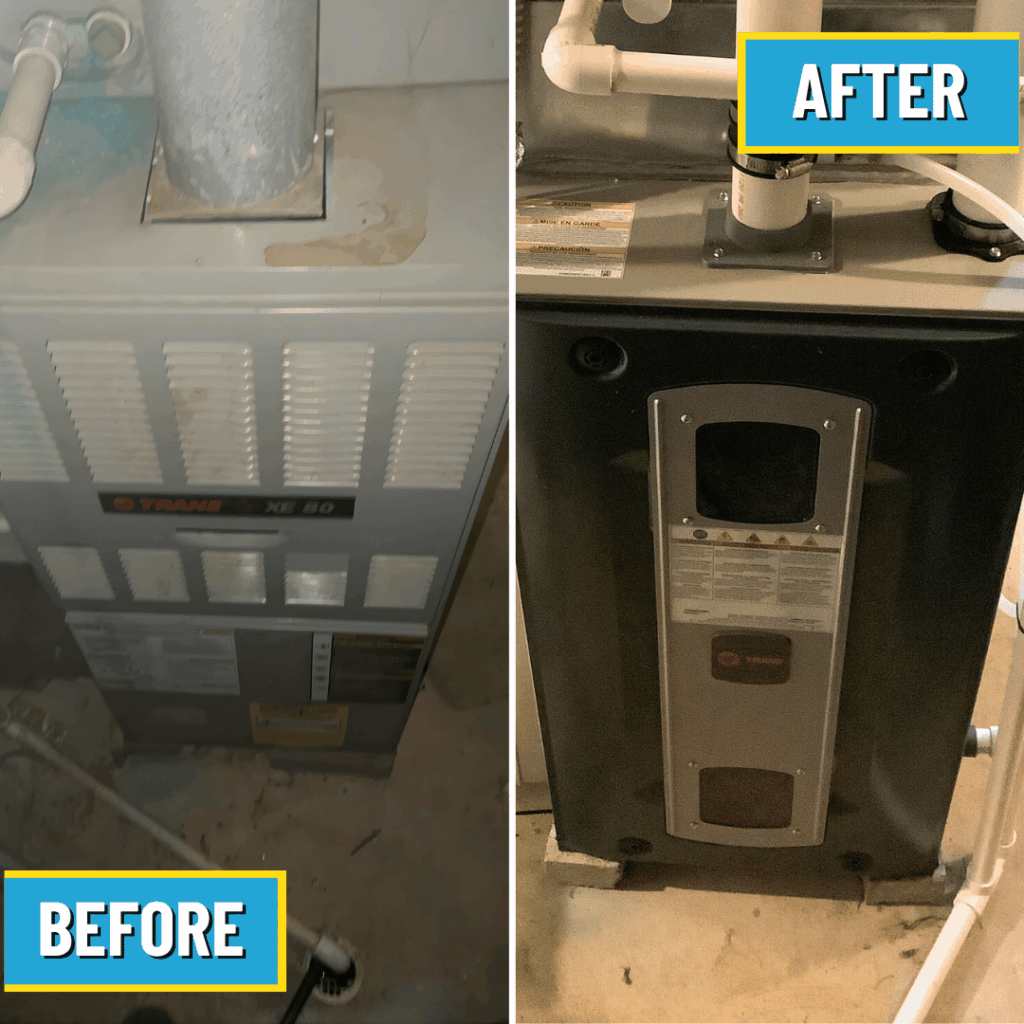 Trane furnace replaced by Logan Services HVAC technicians.