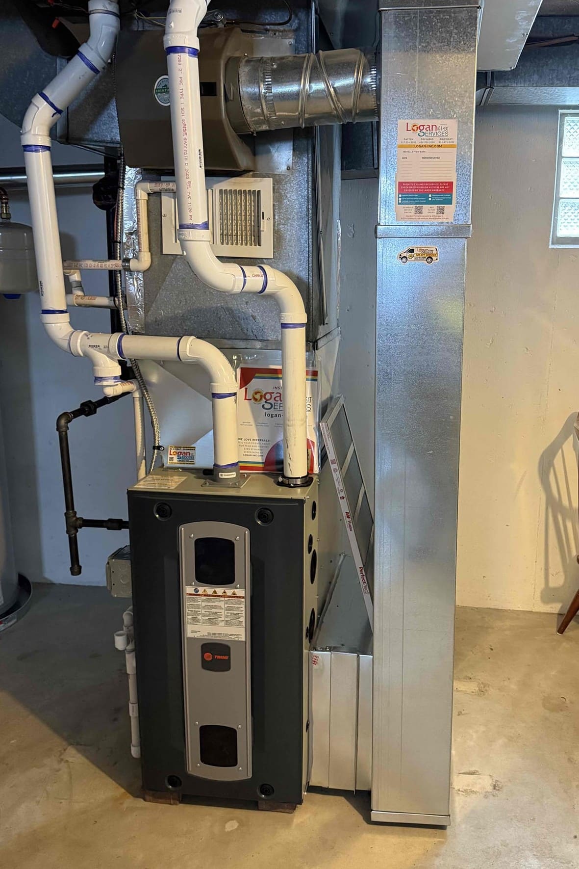 Trane furnace installed by Logan Services HVAC technicians in Cincinnati, OH.