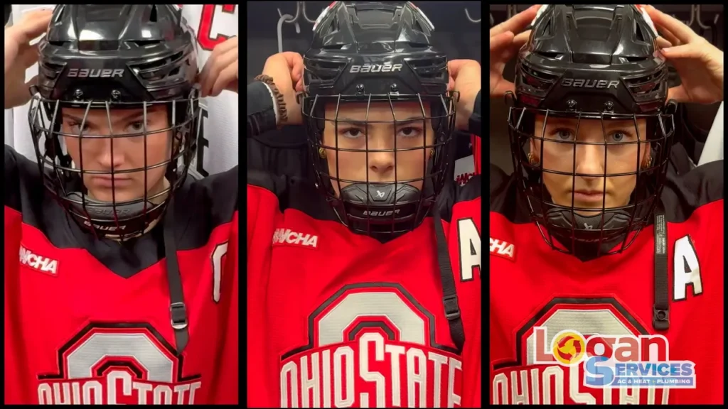 OSU women's hockey players Emma Peschel, Sloane Matthews, and Joy Dunne
