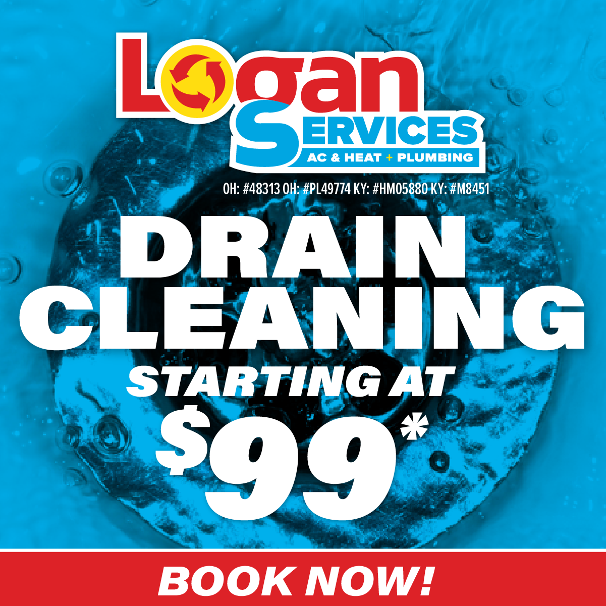 Drain cleaning starting at $99