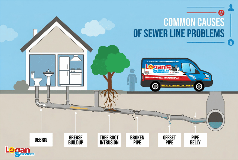 Common causes of sewer line problems - Logan Services