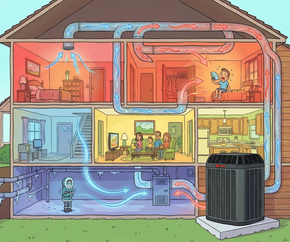 Hot and cold spots depicted in house cross-section