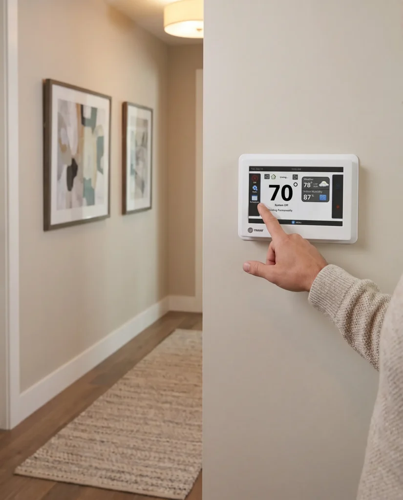 Homeowner using Trane Link Thermostat