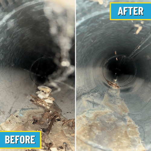 Before and After of duct cleaning by Logan Services in Cincinnati