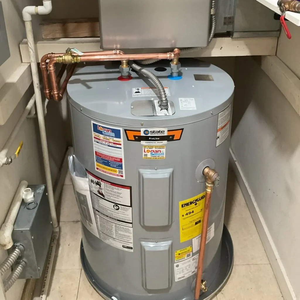 Water heater installed by Logan Services plumbers in Downtown Cincinnati.