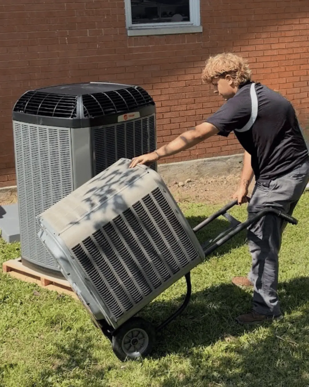 Logan Services relocating Trane AC unit