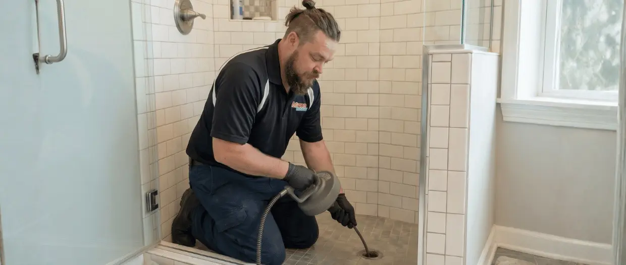 Logan Services plumber cleaning Columbus shower drain