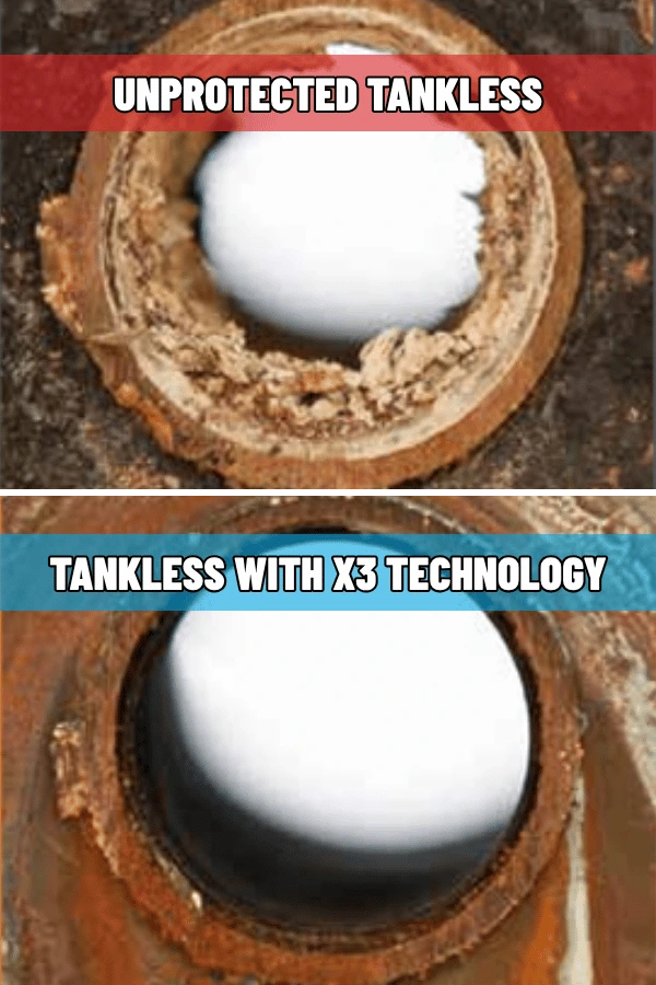 Pipes compared with and without State X3 recirculation technology